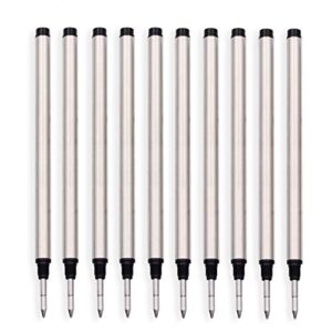 10 pack black, spiral roller pen refill, replacement roller refill for many brand name pen. threaded rolling ball refills, 0.7mm medium point. 113mm (4.42”) x 6mm (0.24”)