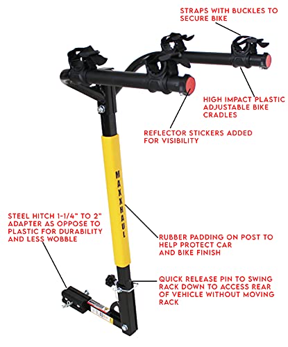 MaxxHaul 50025 Hitch Mount 2 Bike Rack For Cars, Trucks, SUV's, Minivans - 100 lb. Capacity