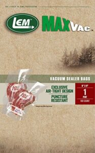 lem products 1386 maxvac vacuum sealer bags, pint