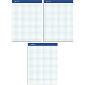ampad evidence quad dual-pad, quadrille rule, letter size (8.5 x 11.75), white, 100 sheets per pad (20-210) (pack of 3)
