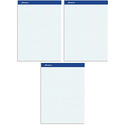 Ampad Evidence Quad Dual-Pad, Quadrille Rule, Letter Size (8.5 x 11.75), White, 100 Sheets per Pad (20-210) (Pack of 3)