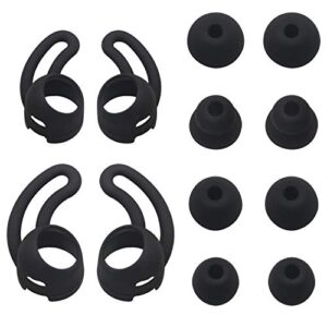 alxcd replacement eartips & wingtips for beatsx, s/m/l & double flange 4 pair eartips & s/l 2 pair wingtips, fit for beats by dr. dre beatsx headphone (black 8+4)