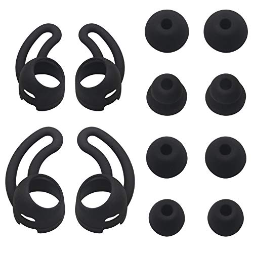 ALXCD Replacement Eartips & Wingtips for BeatsX, S/M/L & Double Flange 4 Pair Eartips & S/L 2 Pair Wingtips, Fit for Beats by Dr. Dre BeatsX Headphone (Black 8+4)