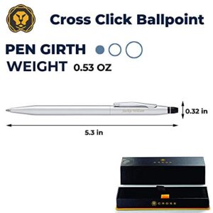 Dayspring Pens Engraved Cross Pen | Personalized Cross Click Ballpoint Pen - Polished Chrome. AT0622-101. Custom Name Engraving Comes in Cross Gift Case.