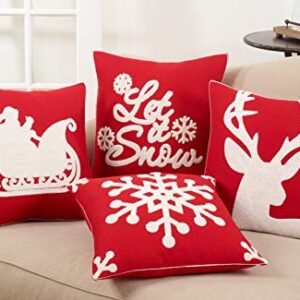 SARO LIFESTYLE Bonnes Fêtes Collection Reindeer Design Cotton Blend Christmas Pillow with Down Filling, 18"