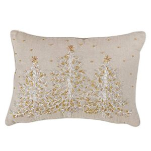 saro lifestyle poly blend embroidered christmas tree pillow with down filled