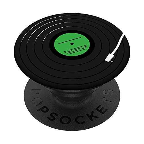 Retro Vinyl Record Player LP Art Green Album Design PopSockets Swappable PopGrip