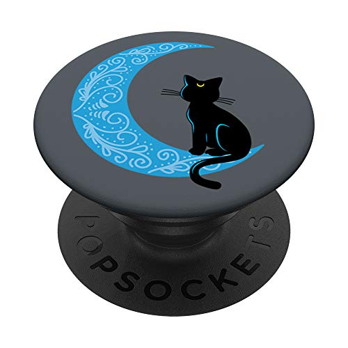 Black Cat Crescent Moon Sailor Mom PopSockets PopGrip: Swappable Grip for Phones & Tablets