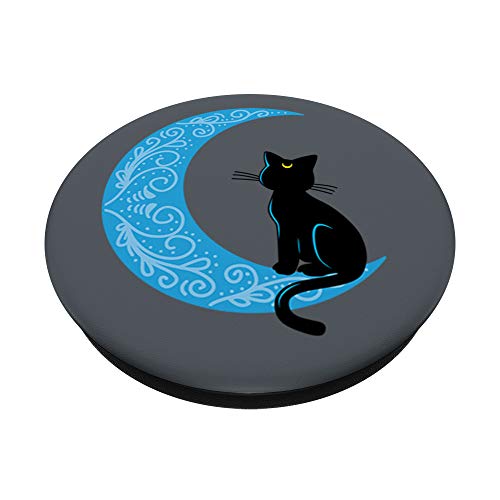 Black Cat Crescent Moon Sailor Mom PopSockets PopGrip: Swappable Grip for Phones & Tablets