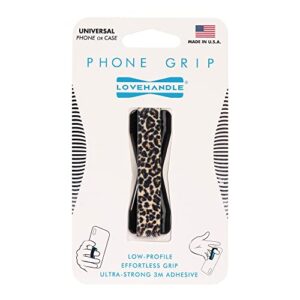 lovehandle universal grip for smartphone and mini tablet, leopard design elastic strap with black base