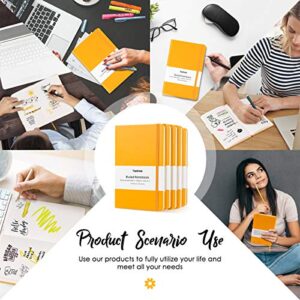 5 Pack Journal Notebooks, Taotree Yellow Classic Ruled Writing Notebook, Hard Cover PU Leather, 120gsm Premium Thick Paper, Inner Pocket, 128 Pages, 5"×8.3" for Office Business Supplies