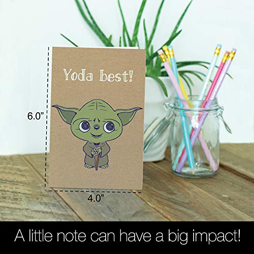 Tree-Free Greetings 12 Pack Thank You Notecards,Eco Friendly,Made in USA,100% Recycled Paper, 4"x6", Yoda Best (TK30407)