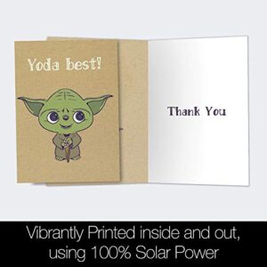 Tree-Free Greetings 12 Pack Thank You Notecards,Eco Friendly,Made in USA,100% Recycled Paper, 4"x6", Yoda Best (TK30407)