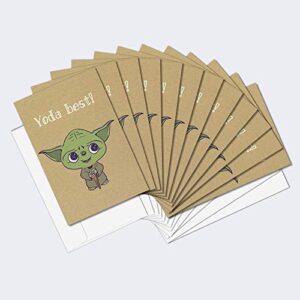 Tree-Free Greetings 12 Pack Thank You Notecards,Eco Friendly,Made in USA,100% Recycled Paper, 4"x6", Yoda Best (TK30407)