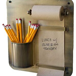 Kalalou NDE1280 Note Roll with Wall Rack with Pencil Holder, Brown