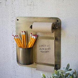 Kalalou NDE1280 Note Roll with Wall Rack with Pencil Holder, Brown