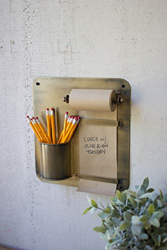 Kalalou NDE1280 Note Roll with Wall Rack with Pencil Holder, Brown