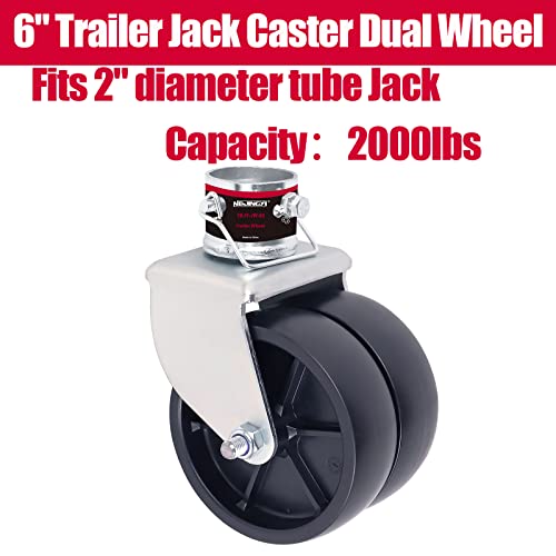 NBJINGYI 6" 2000lbs Dual Trailer Swirl Jack Caster Wheel With Pin fits Any Jack Better Soft Ground Roll