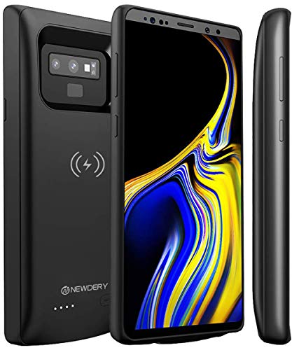 NEWDERY Upgraded Galaxy Note 9 Battery Case Qi Wireless Charging, 5000mAh Rechargeable Extended Charger Case with Raised Bezel and Air Cushion Technology Compatible Samsung Galaxy Note 9 (Black)