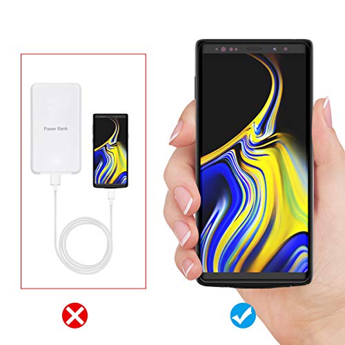 NEWDERY Upgraded Galaxy Note 9 Battery Case Qi Wireless Charging, 5000mAh Rechargeable Extended Charger Case with Raised Bezel and Air Cushion Technology Compatible Samsung Galaxy Note 9 (Black)