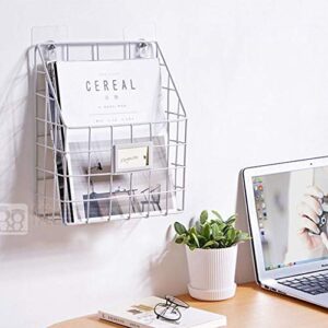 simple wrought iron wall hanging bookshelf home creative wall racks magazine rack newspaper rack magazine rack (color : white, size : 25x10x30cm)