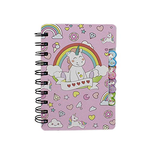 LEOMOSTE Mini Spiral Notebook for Kids Girls Pocket Journal Memo Ruled Paper, 3 Cute Unicorn Designs, 5.5” x 3.4”