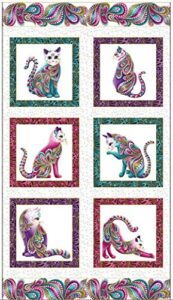 novelty quilting, sewing fabric - cat-i-tude - panel - white