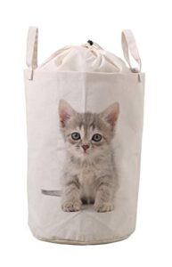 lifecustomize laundry hamper basket small gray kitten cat print folding nursery clothing storage bins with handles