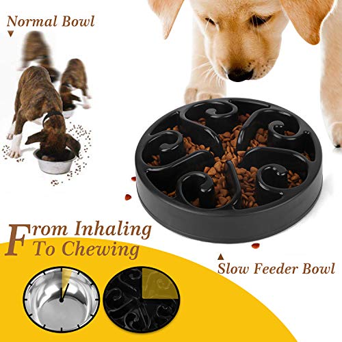 JASGOOD Slow Feeder Dog Bowl Slow Eat Feeder for Fun Slow Feeding Interactive Bloat Stop Dog Bowl,A-Black