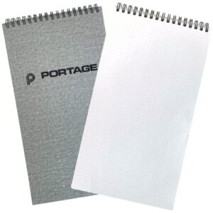 portage desktop dot grid notebook - top bound spiral notebook, dotted journal with premium thick paper and sturdy cover, lays flat on desk, perfect for school or work, designed to fit comfortably below your keyboard - 6” x 11”