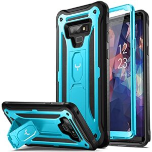 youmaker kickstand case for galaxy note 9, full body with built-in screen protector heavy duty protection shockproof rugged cover for samsung galaxy note 9 6.4 inch - blue