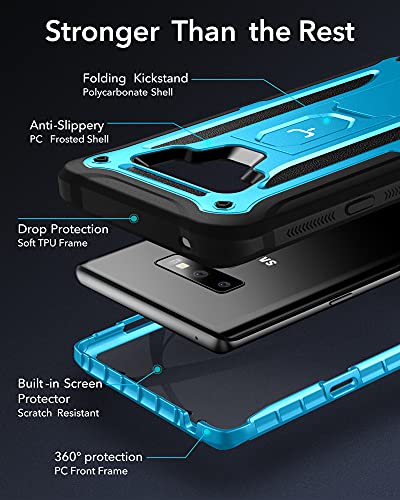 YOUMAKER Kickstand Case for Galaxy Note 9, Full Body with Built-in Screen Protector Heavy Duty Protection Shockproof Rugged Cover for Samsung Galaxy Note 9 6.4 Inch - Blue