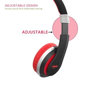 ELECDER i41 Kids Headphones, Headphones for Kids Children Girls Boys Teens Foldable Adjustable On Ear Headphones with 3.5mm Jack for Cellphones Computer MP3/4 Kindle School(Red/Black)