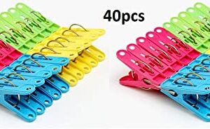 FRANK PRESSIE Clothespin Bag for Outdoor Clothesline Waterproof with Closing String and Hanging Hook for Line with 40 Pcs Eco Wooden Clothes Pins in Peg Organizer