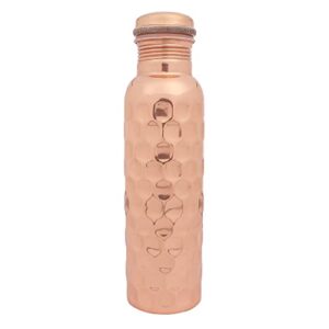 pure copper yoga handmade diamond hammered design leak proof bottle 1000 ml diamond hammered design copper bottle outside lacquer coated, inside polish health benefit leak proof 1000 ml copper bottle.