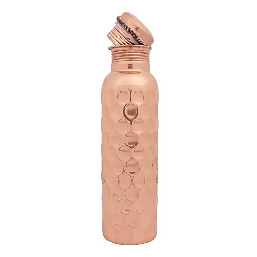 Pure Copper yoga Handmade Diamond Hammered Design Leak Proof Bottle 1000 ML diamond hammered design Copper Bottle Outside Lacquer Coated, inside polish Health Benefit Leak Proof 1000 ml copper bottle.