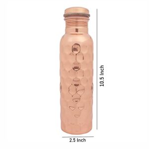 Pure Copper yoga Handmade Diamond Hammered Design Leak Proof Bottle 1000 ML diamond hammered design Copper Bottle Outside Lacquer Coated, inside polish Health Benefit Leak Proof 1000 ml copper bottle.