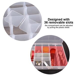 Asixx Storage Boxs, 36 Slots Plastic Organizer Container Storage Box or Adjustable Storage Box/ Case Container Home Organizer for Earrings,Ornaments and Small Items