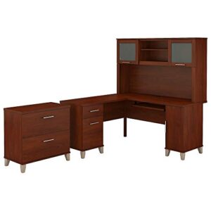 bush furniture somerset l shaped desk with hutch and lateral file cabinet