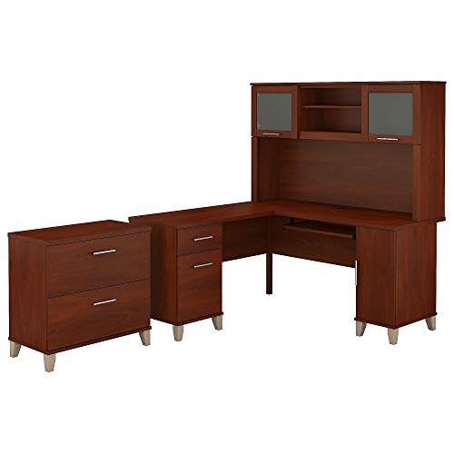 Bush Furniture Somerset L Shaped Desk with Hutch and Lateral File Cabinet