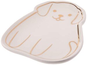 abbott collection 27-steep dog teabag/trinket plate-wht-4.5" l, 4.5 inches long, white