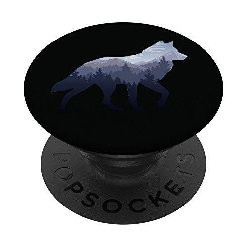 Lone Wolf Survives The Mountain Silhouette Art PopSockets PopGrip: Swappable Grip for Phones & Tablets