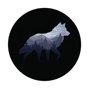 Lone Wolf Survives The Mountain Silhouette Art PopSockets PopGrip: Swappable Grip for Phones & Tablets