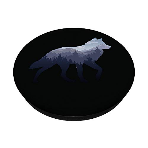 Lone Wolf Survives The Mountain Silhouette Art PopSockets PopGrip: Swappable Grip for Phones & Tablets