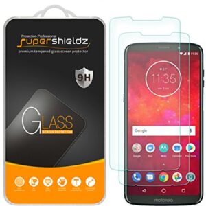 (2 pack) supershieldz designed for motorola moto z3 and moto z3 play tempered glass screen protector, anti scratch, bubble free