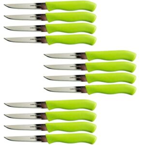 brenium paring and garnishing knife, 12-piece set, knives with straight edge 3 inch blade, stainless steel, spear point, fruit and vegetable cutting and peeling, green