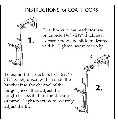 Officemate Double Coat Hooks for Cubicle Panels, Adjustable, Comes in 2 Pack (22009)