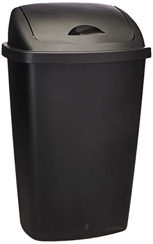 Sterilite 10889004 13.2 Gallon Plastic Home/Office Kitchen Bathroom Basement Garage SwingTop Waste Basket Trash Can or Recycling Bin, Black