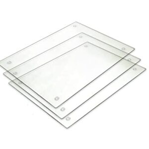 Tempered Glass Cutting Board – Long Lasting Clear Glass – Scratch Resistant, Heat Resistant, Shatter Resistant, Dishwasher Safe. (3 Rectangle 10x7")