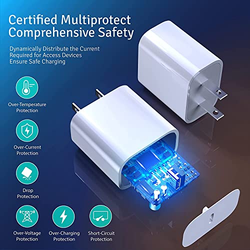 [Apple MFi Certified] Fast Charger USB C 20W Wall Adapter Plug Fast Quick Charging 6.6ft Type C to Lightning Cable Data Cord for iPhone 14/14 Pro/13/13 Pro/12/11/iPad-2Pack